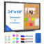 Tableau blanc magnétique 24 po x 18 po avec tableau blanc effaçable à sec et tableau d'affichage en liège