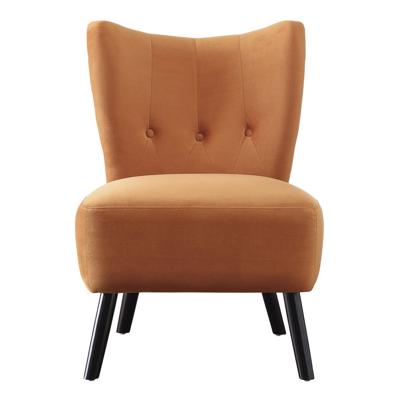 Eleasha Upholstered Slipper Chair, Orange Polyester