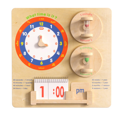Bright Beginnings Commercial Grade Wooden Telling Time STEAM Wall Accessory Board