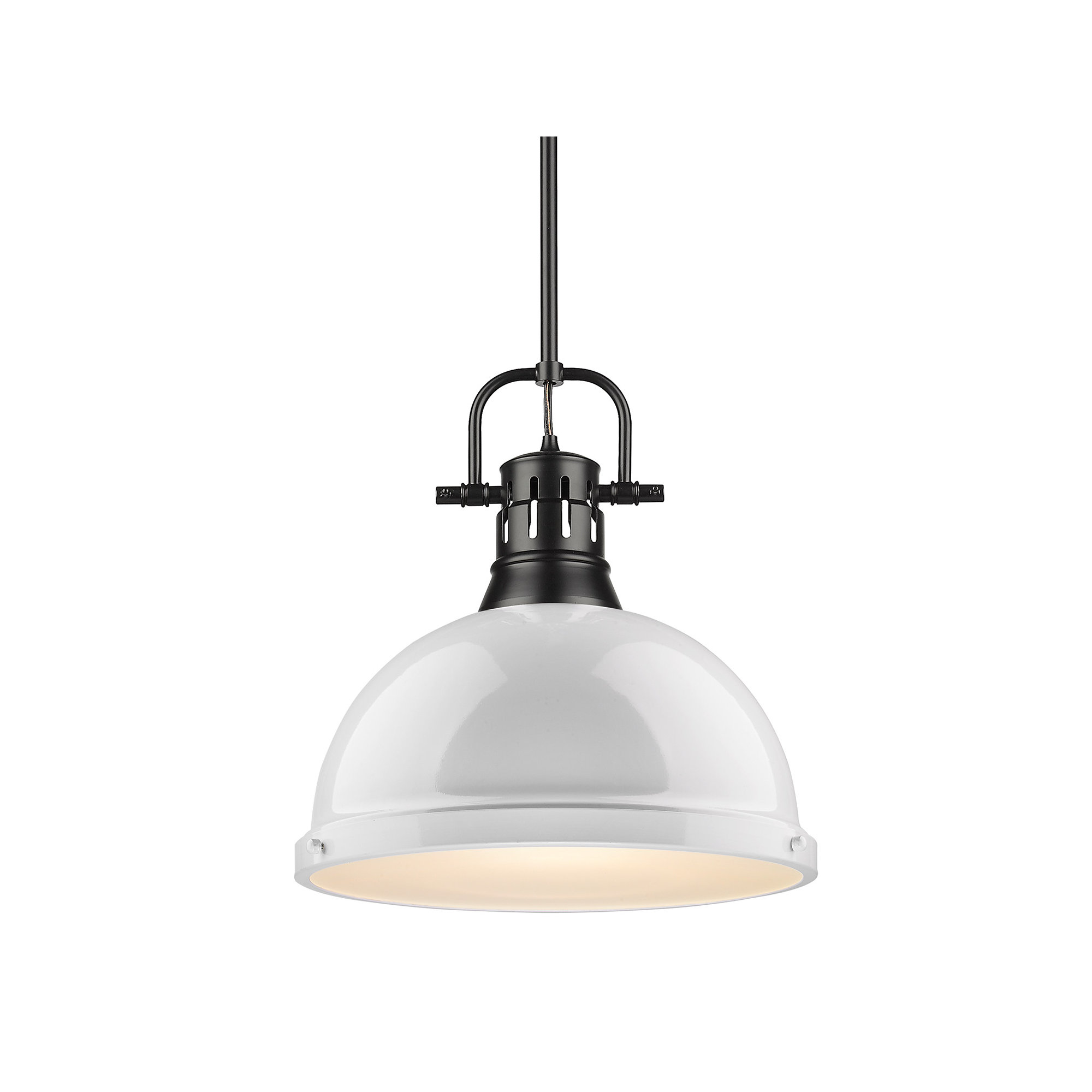 Calico Single Light Steel Dimmable Pendant, White, Matte Black