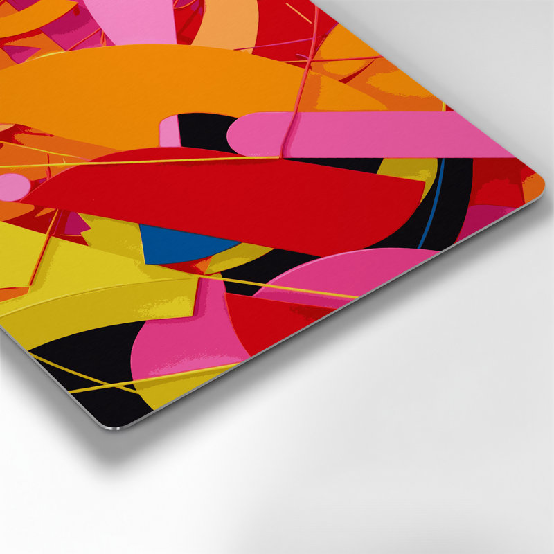 Abstrait formes 72, art mural en métal rose, H 32 po x l 32 po