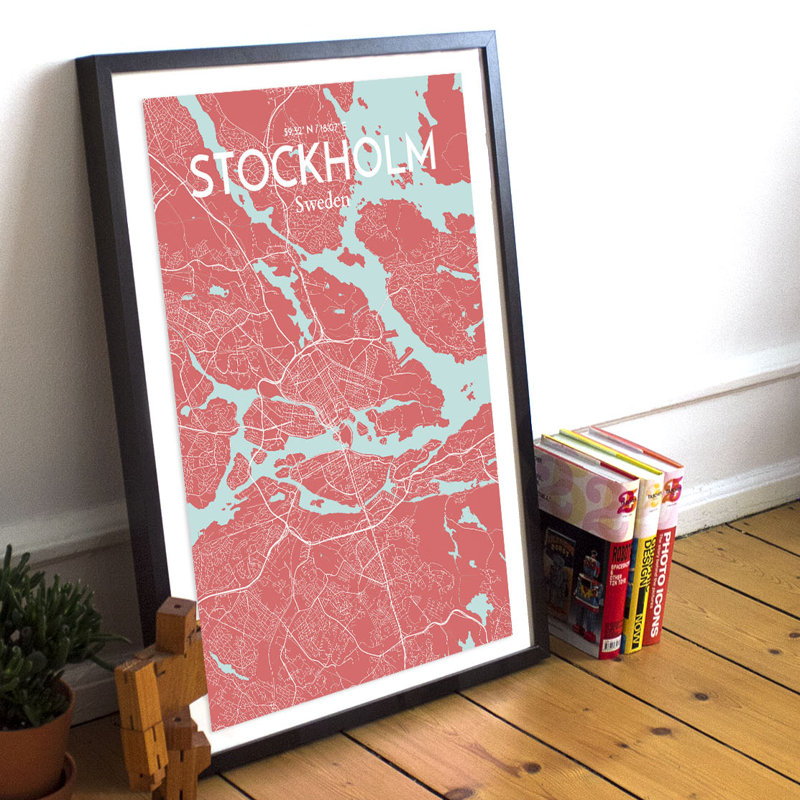 Stockholm City Map - No Frame Print, 43cm H x 28cm W x 0.13cm D