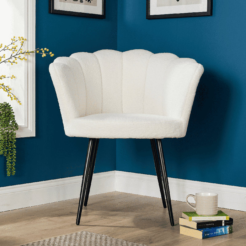 Afifah Scallop Barrel Occasional Accent Chair, White