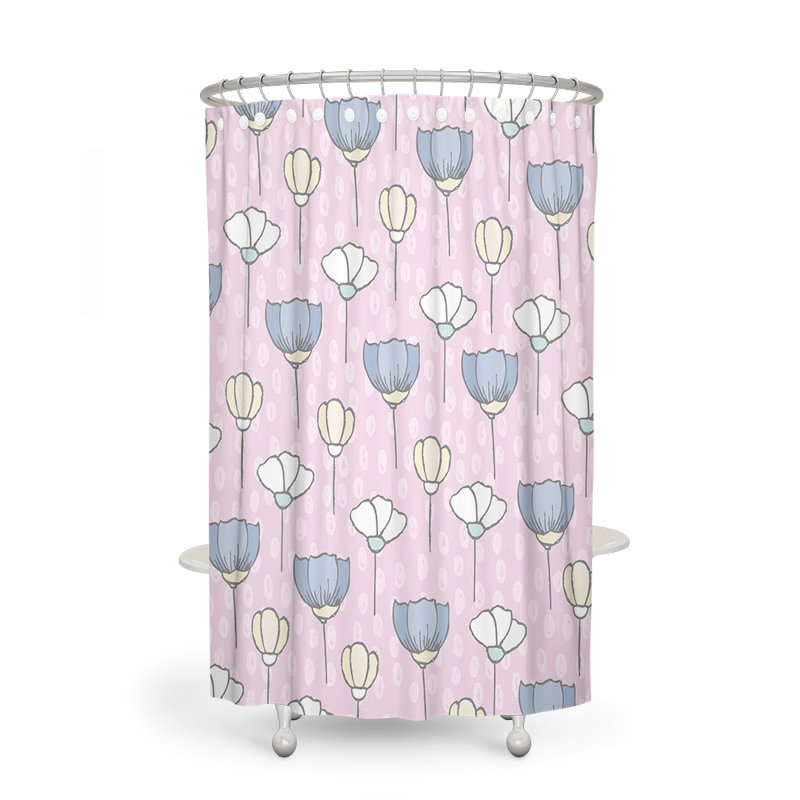 Rideau de douche simple à motif floral Zaynab, H 83 po x l 70 po