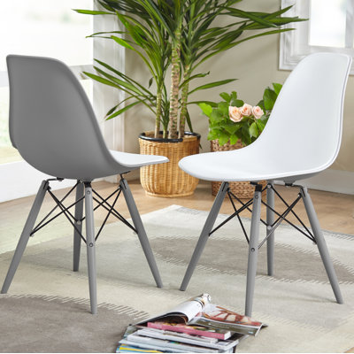 Dubuque Dining Side Chair with Metal Eiffel Base Design and Beech Wood Legs