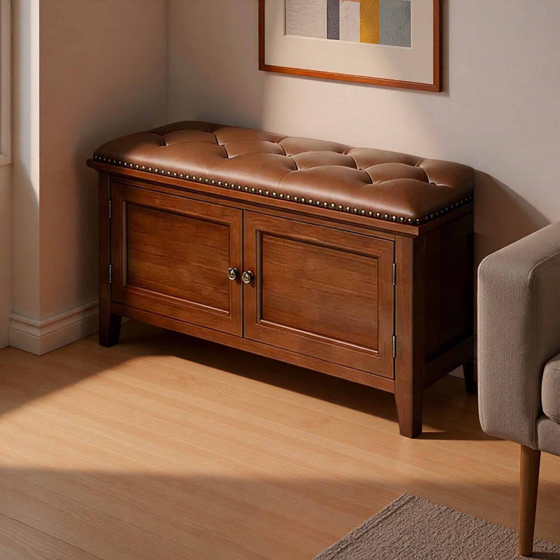 Shoe Storage Bench, 17.72" H x 39.37" W x 13.78" D, Brown