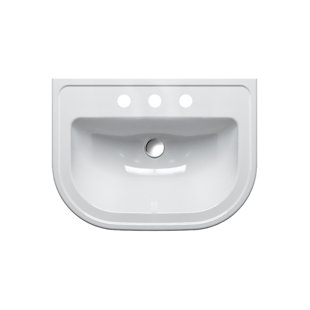 Catalano Canova Royal 20.47'' White Fireclay U-Shaped Bathroom Sink with Overflow