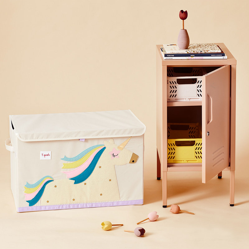 White Unicorn Collapsible Toy Chest with Handles