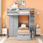 Lit superposé double au-dessus de simple avec garde-robe, tiroirs, gris-1320849813