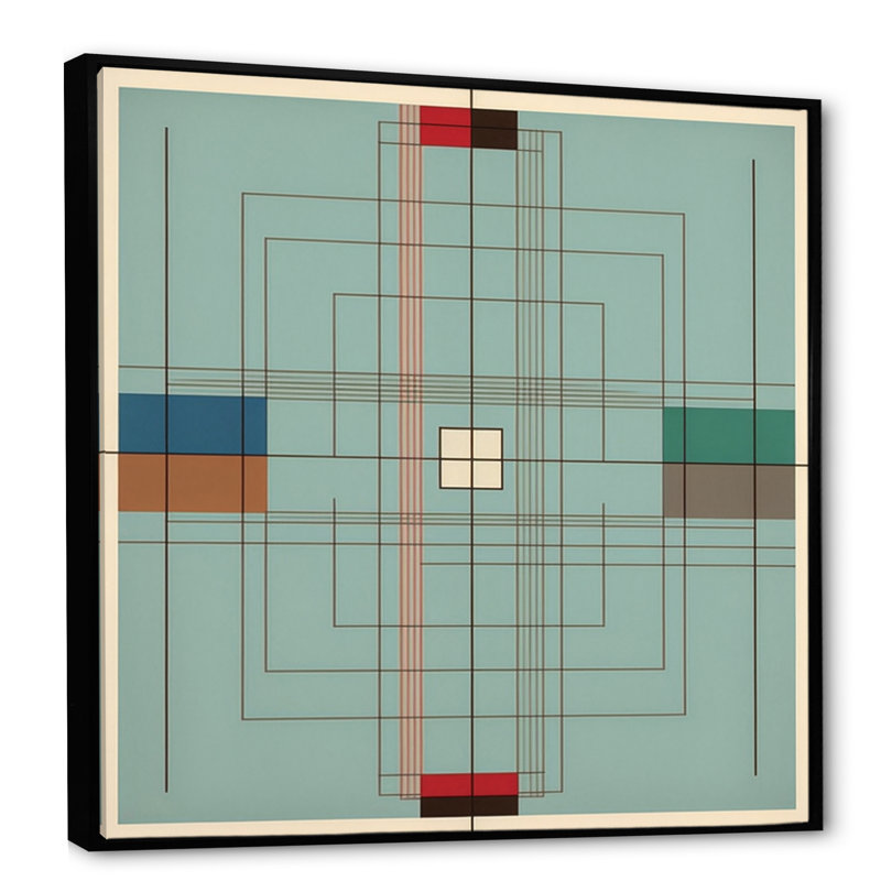 Impression sur toile sur cadre rétro Mid-Century, Noir, L 16 po x H 16 po