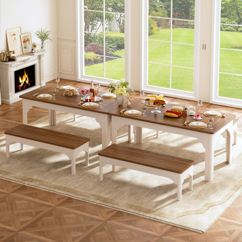 Ensemble de salle à manger 3 pièces avec 2 bancs, table de 63 po