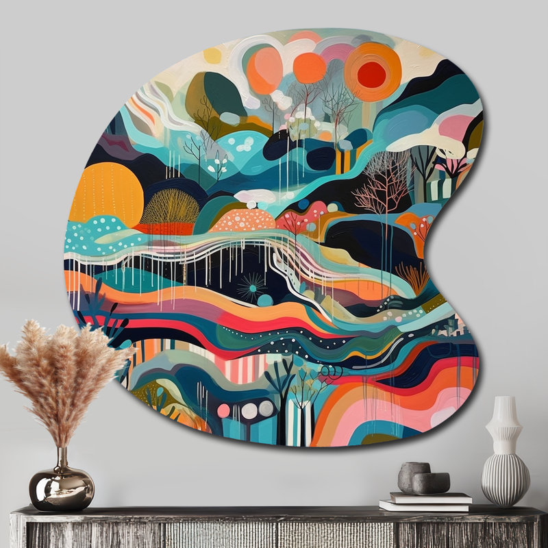 Shutesbury - Minimalisme, décoration murale asymétrique en métal, impression d'art moderne de forme unique, H 33 po x l 33 po