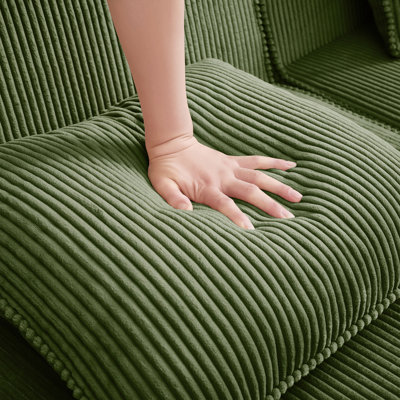 Canapé modulaire à assise modulaire sans dossier, canapé modulaire Cloud avec assise profonde, canapé modulaire moderne avec coussins décoratifs et repose-pieds mobile, tissu en velours côtelé