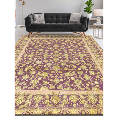 Tapis aubergine de haute qualité noué à la main