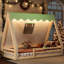 Lit simple pour lit simple avec tipi avec éclairage et garde-corps pleine longueur, structure en bois massif pour une aire de repos confortable, design, sécurité