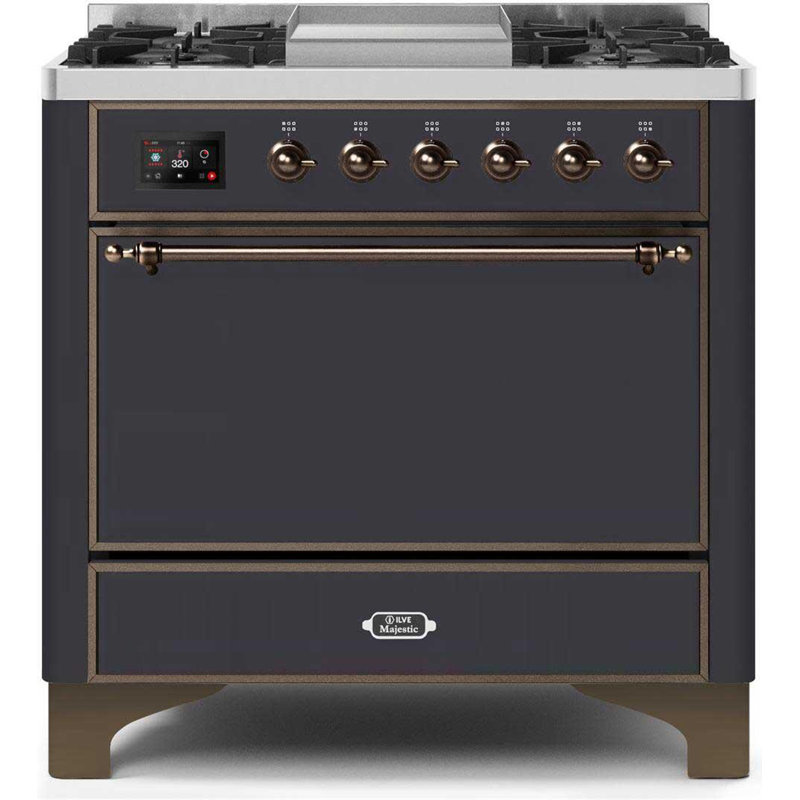 Majestic II 36" 3.5 cu.ft. Freestanding Dual Fuel with Griddle and Convection Oven, Natural Gas, White/Copper