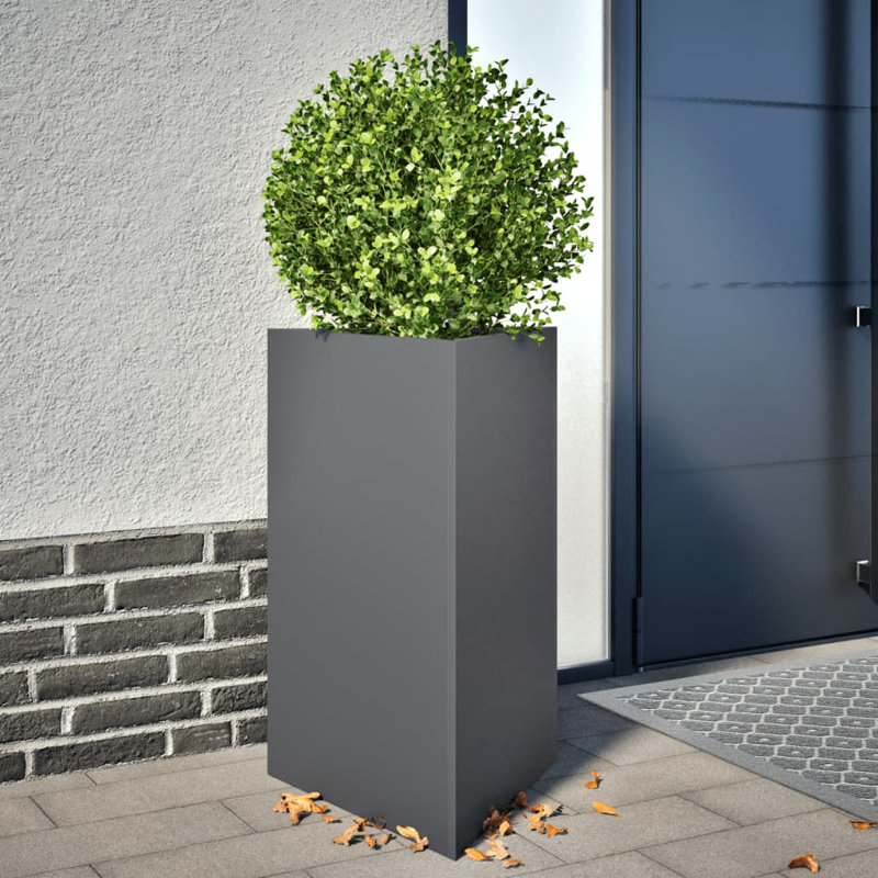 Williston Forge Garden Planter Triangular Corten Steel, 75cm H x 50cm W x 43cm D, Anthracite 