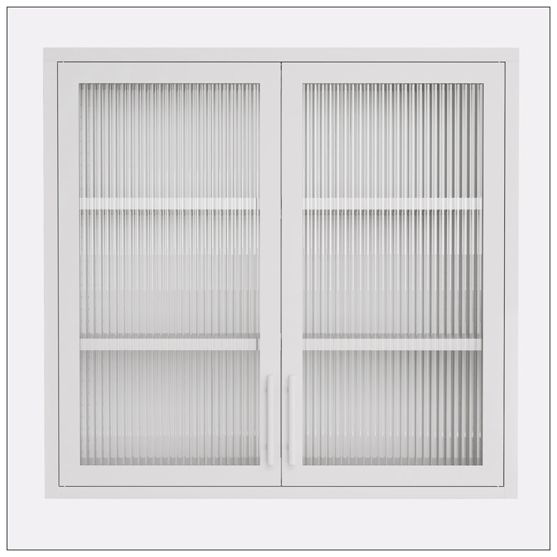 Armoire de rangement murale, verre trempé flûte, Blanc