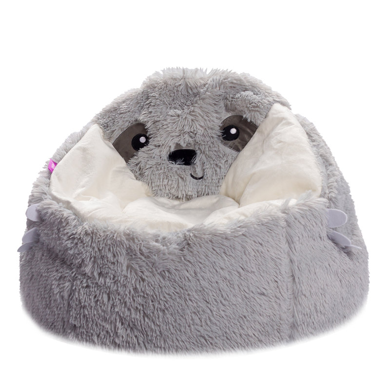 Animal Bean Bag Chair Structured Comfy, Cozy and Soft Filled Kid Bean Bag Lounger Seat for Gaming, Reading and Watching TV, for Children, Multiple Faux Fur Animal Chair Designs