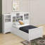 Lit plateforme simple en bois avec armoire verticale tout-en-un et 4 tiroirs de chaque côté-315891292