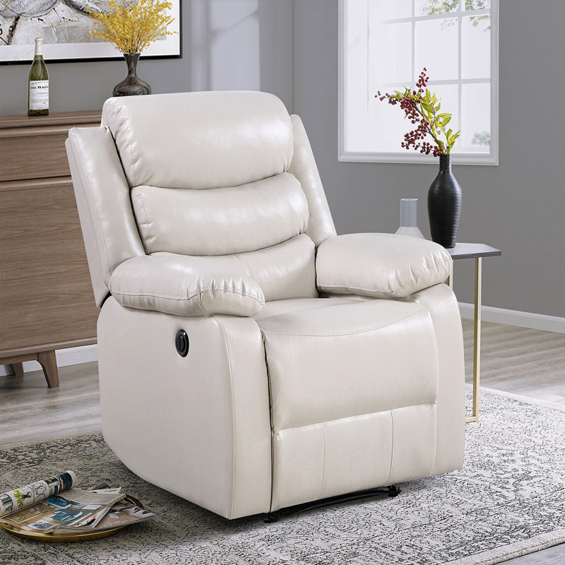 Fauteuil inclinable électrique beige avec accoudoirs coussinés, Beige