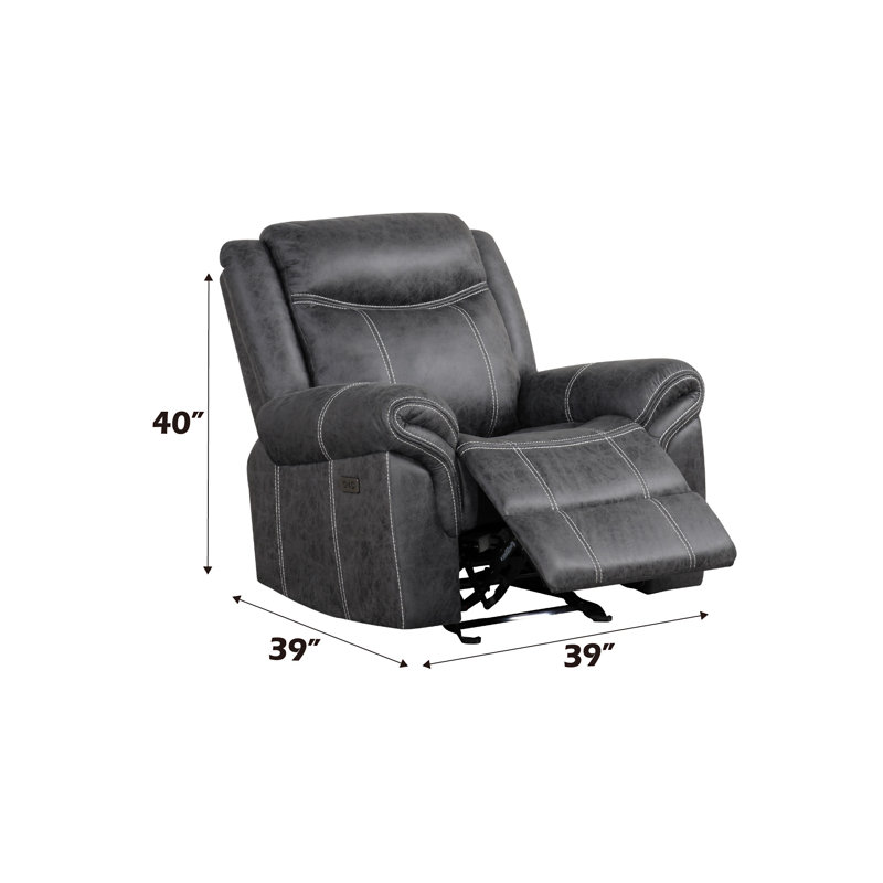 Zubaida Dark Gray Polish Microfiber Power Motion Glider Recliner