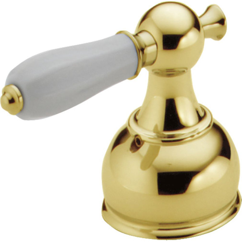 Grande poignée levier en porcelaine Traditional, Laiton poli lustré