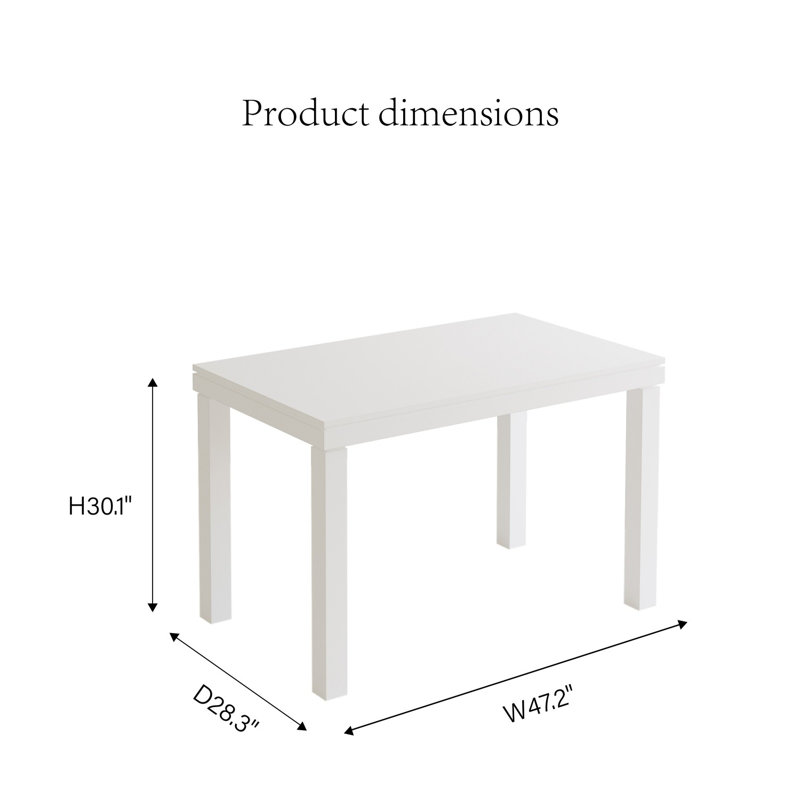 47 inch High Gloss Dining Table, White Gloss 1.57 inch Thick Kitchen Table