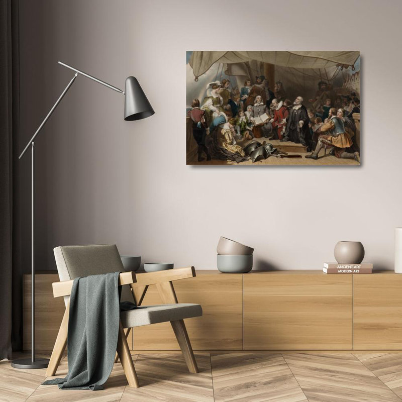 «Embarkation of the Pilgrims» par Samuel Bellin - Art mural sur toile tendue avec châssis, H 24 po x l 17 po