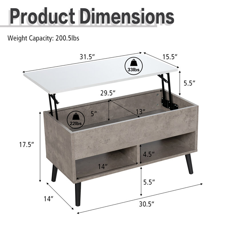 Anschultz Single Coffee Table, White, Gray