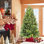 Arbre de Noël 6 pi avec 1032 pointes en PE + PVC - Arbre de Noël plein corps avec branches articulées, assemblage facile, support en métal stable, décoration de Noël vert classique