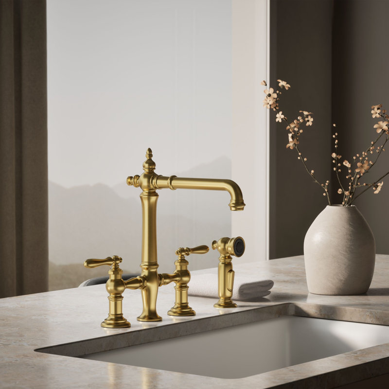 Artifacts® Bridge Faucet, Lever Handle, Vibrant Brushed Moderne Brass