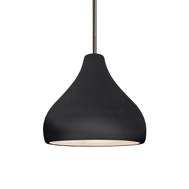Luminaire suspendu à 1 lumière Meydan, H 7,25 po x l 8 po x P 8 po, Noir brillant / blanc mat, Nickel brossé