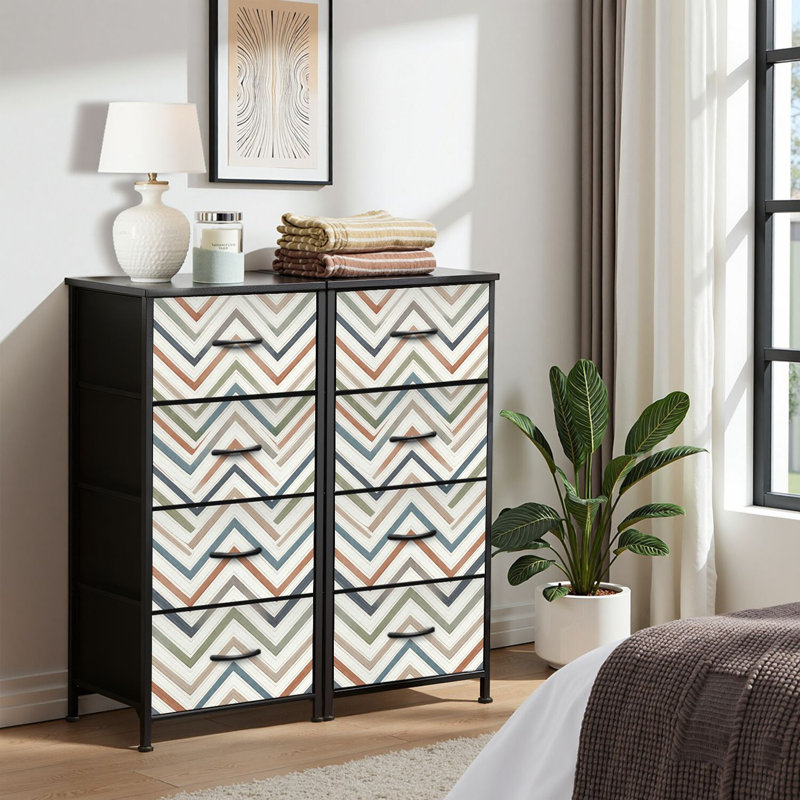 4 Drawer Dresser for Bedroom, Narrow Chest of Drawers, Wooden Top and Study Iron Frame 18"x37.5"-(WxH)
