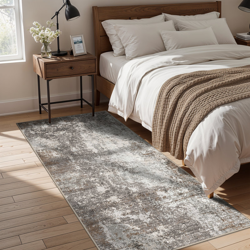 Long Hallway Rug – Non-Slip Washable Kitchen Floor Rug with Rubber Backing, Modern Low Pile Thin Wide Carpet for Bedroom, Entryway Indoor