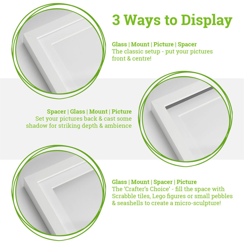 3D Box Photo Frame with A4 Mount - A3 (12" x 17"), Black