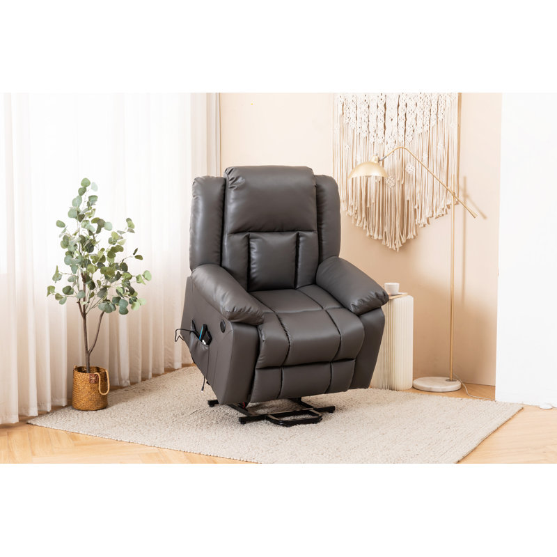 Fauteuil inclinable électrique de massage, fauteuil inclinable en cuir PU, Gris foncé