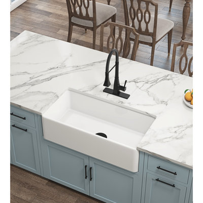 White Kitchen Apron Undermount Sink: Ceramic, 36.04In X 17.61In 9.97In, Stain- Basin Ceramic Kitchen, 36X18x10, Elegant & Functional