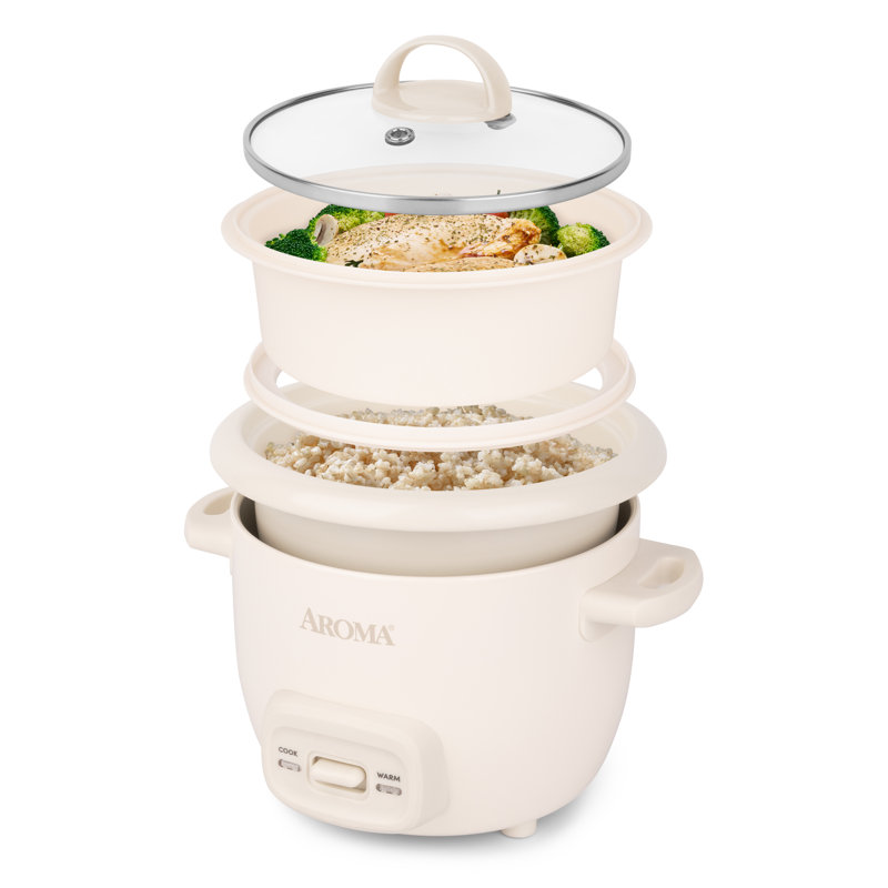 AROMA® 3-Cup (Cooked) / 0.8Qt. Digital Rice & Grain Multicooker, Cream