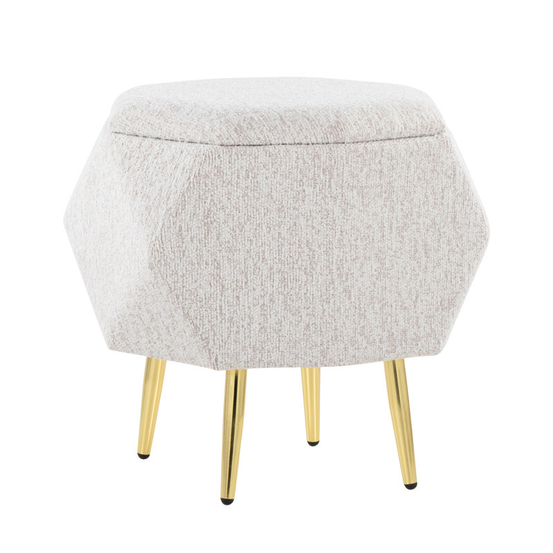 Contemporary Gold Metal And Grey Fabric , Storage Function, Stylish Upholstery, 19" Package Width, Depth, 14" Height, 13" Inside Length, 12.5" 9" 17" Wide, 16" Deep, 18.68" High, 12 Lb Product Weight