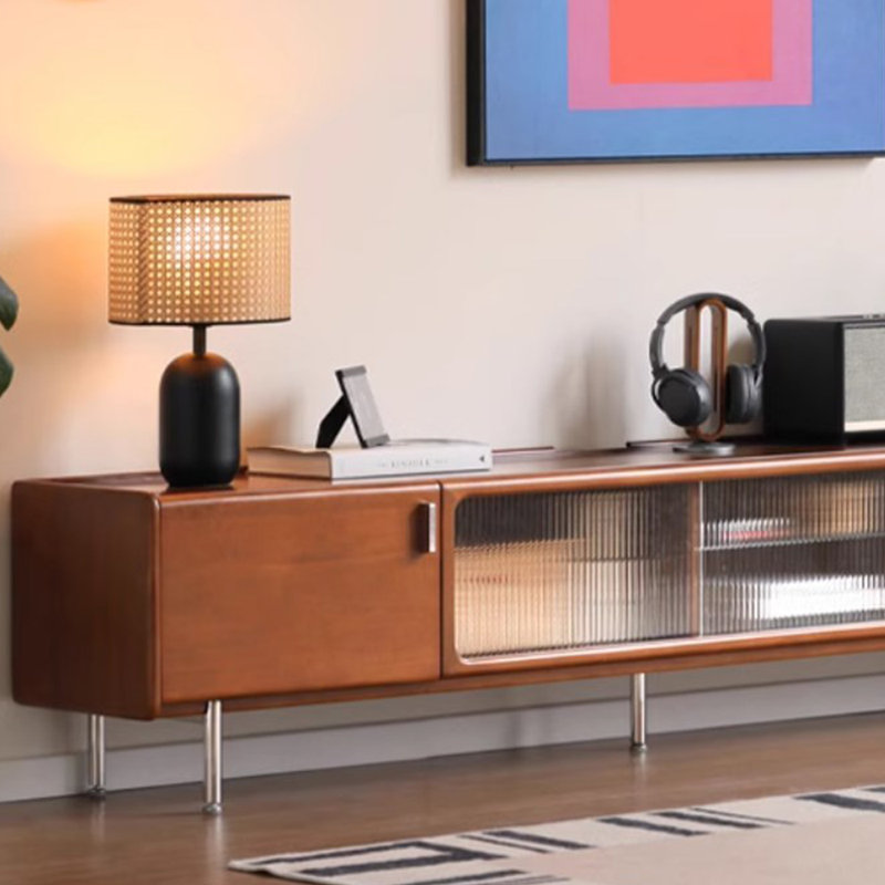 Meuble télé en bois massif rétro au design simple