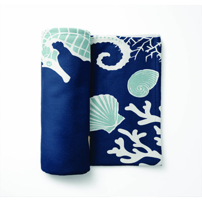 Coral & Seahorse Ultra Plush Velveteen Fleece Blanket
