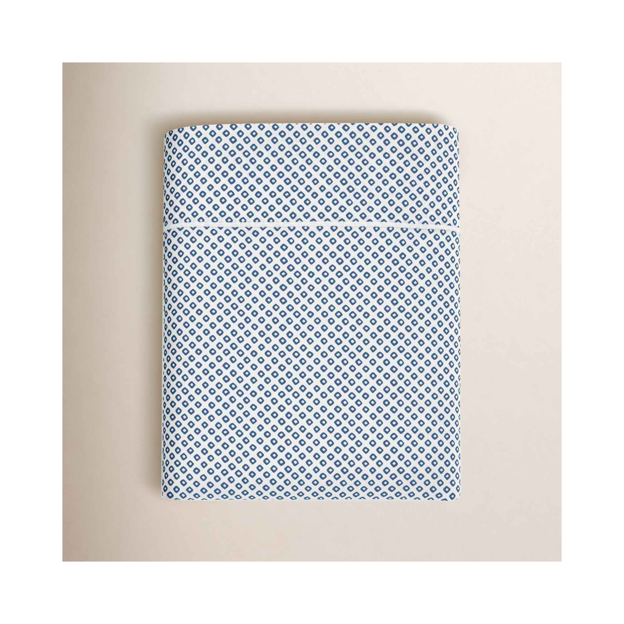 Emma 300 Thread Count Geometric 100% Cotton Flat Sheet, Twin, Blue