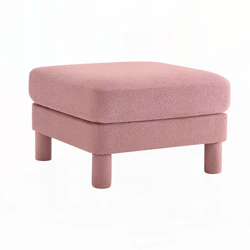Repose-pieds capitonné Boucle, Rose