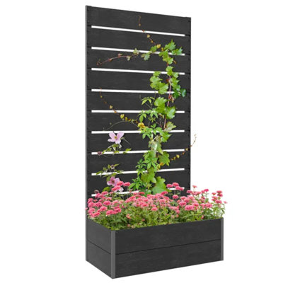 Jardinière surélevée de 28,25 po x 15 po x 59 po avec treillis, jardinière pour plante grimpante avec drain