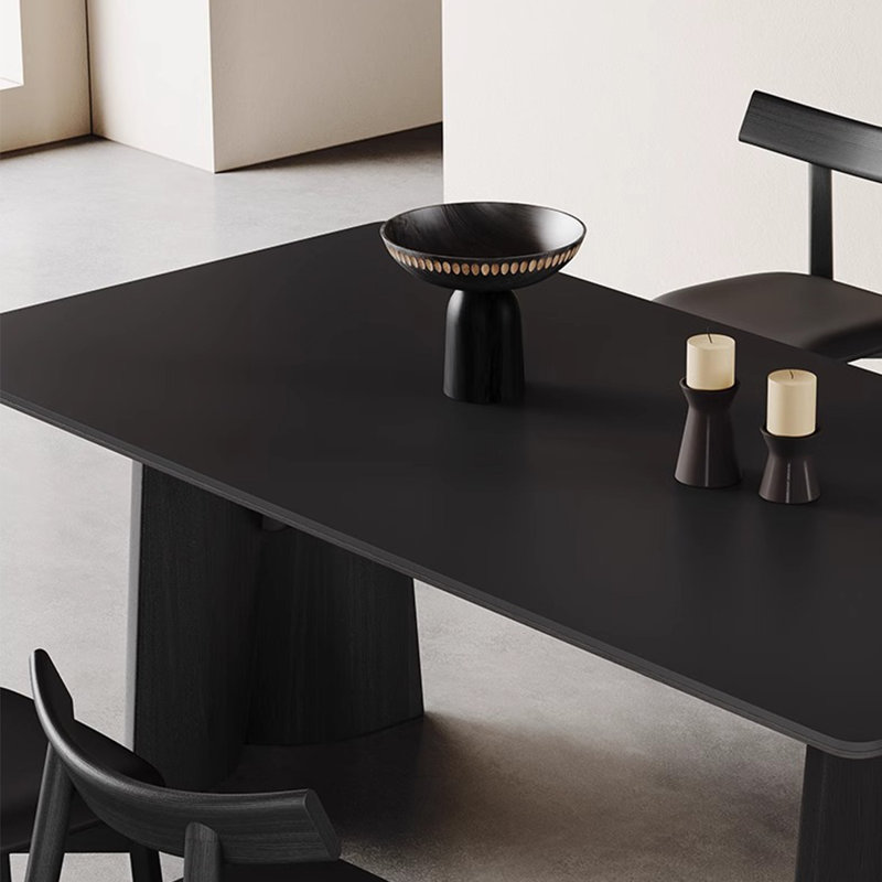 Ensemble de table et chaises de salle à manger rétro noir, H 29,52 po x L 55,11 po x l 31,49 po