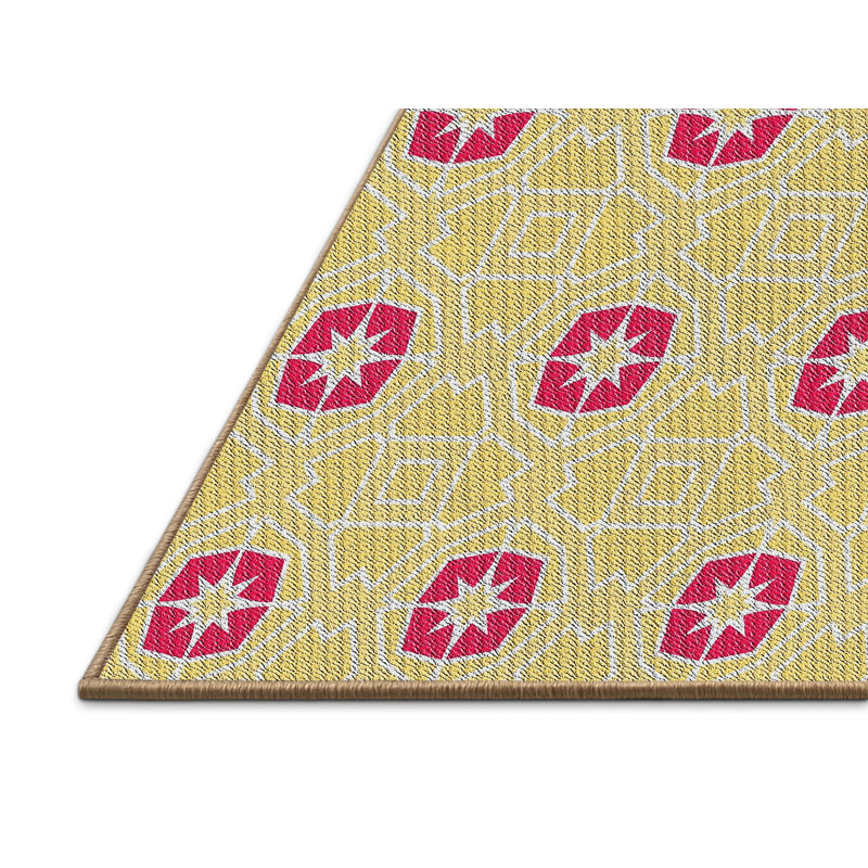 Tapis jaune / rose Power Loom, Rectangle 3 pi x 5 pi