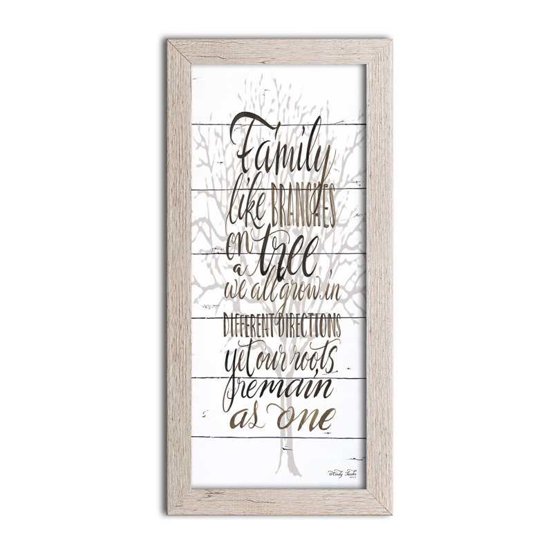 Family - reproduction d'art textuel sur toile, H 20 po x l 10 po x P 0,75 po, Cadre blanc vieilli
