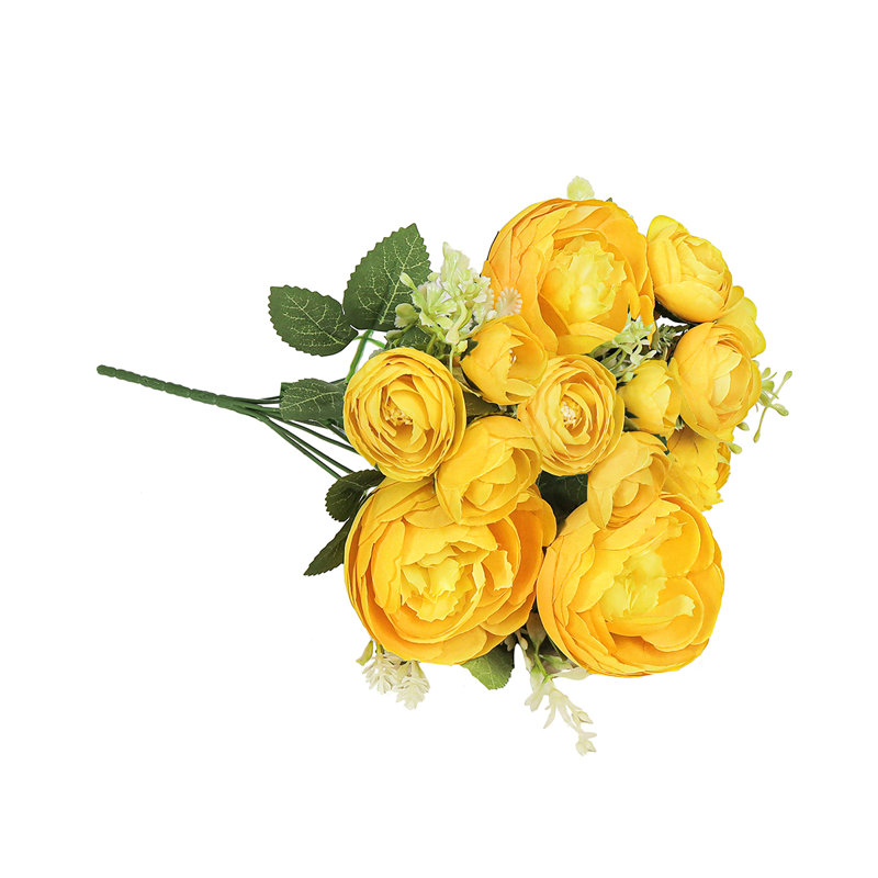 Bouquet de tiges de pivoines artificielles, Jaune miel