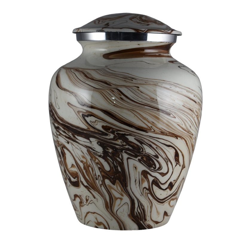 Reyanshi Handmade Urn, White/Brown